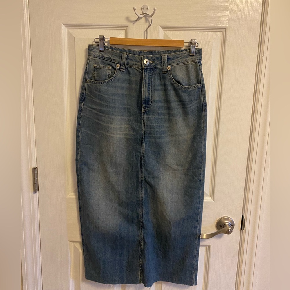 Denim midi skirt
